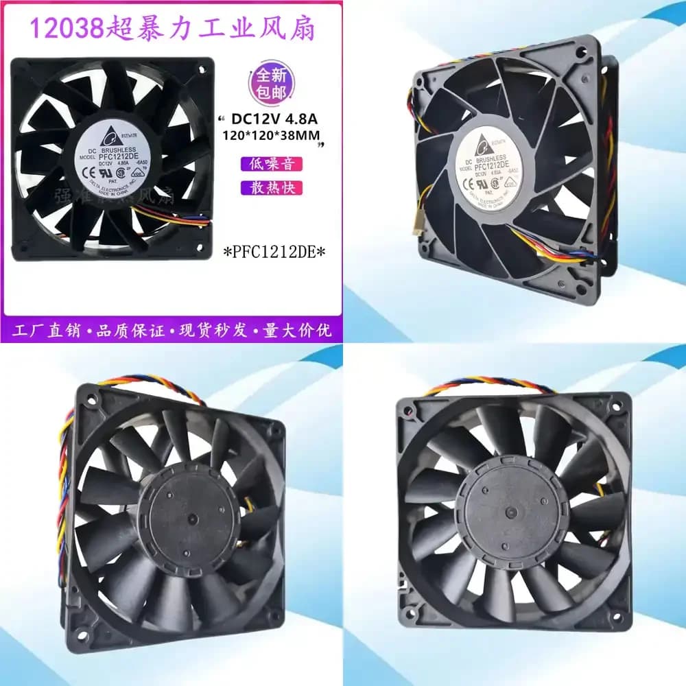 Ventola di Raffreddamento Industriale ad Alte Prestazioni 12V 4.8A per Delta 12038 PFC1212DE Antminer S7 S9 Mining Rig Server PC Laptop