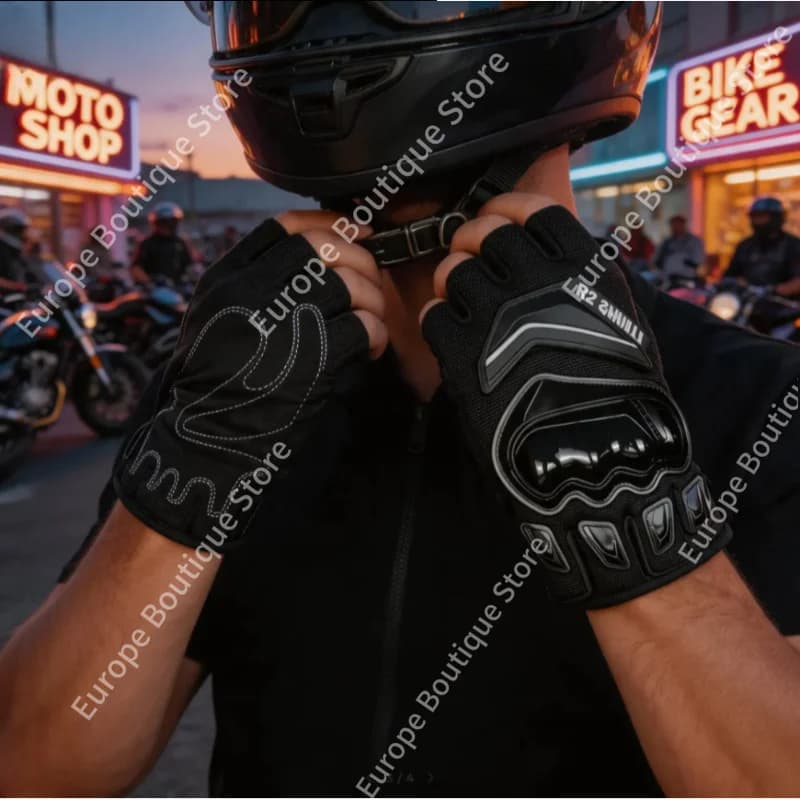 Guanti da Moto Estivi Traspiranti Sottili Mezze Dita 2026 NUOVI per Uomo Donna, Antiscivolo e Anti-Caduta, Attrezzatura da Guida