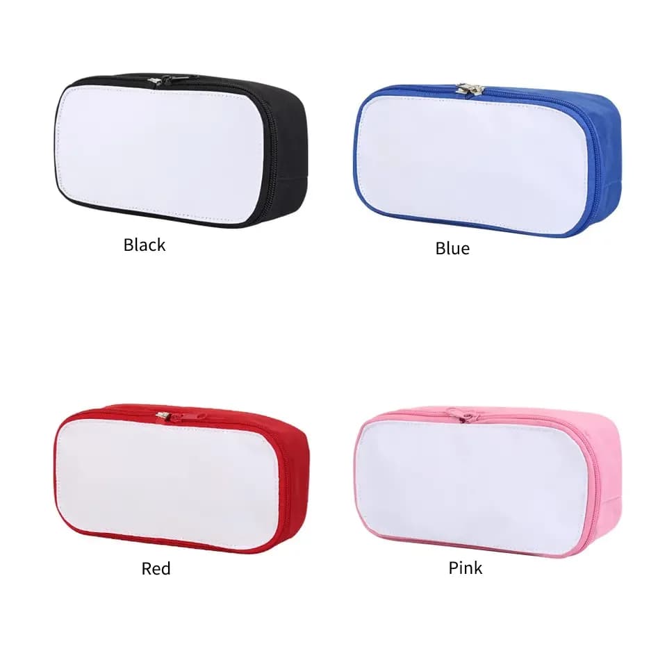 Astuccio per matite vuoto per sublimazione Borsa promozionale in tela Borse per penne per studenti con cerniera portatile per foto con logo stampato a trasferimento termico