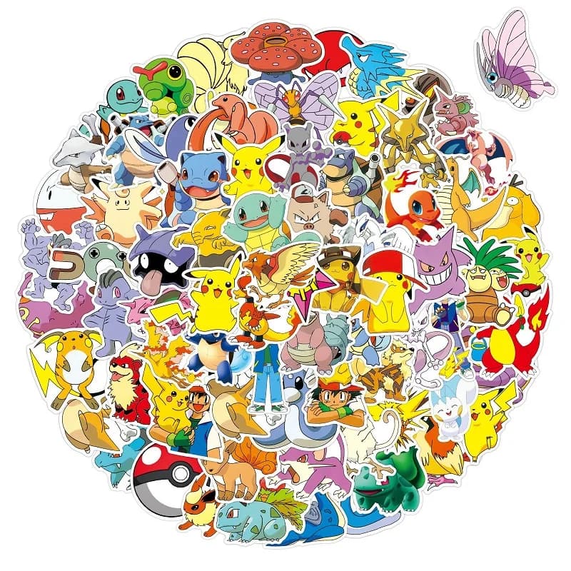 50/100 Pezzi Adesivi Pokemon Kawaii Pikachu per Skateboard, Bicicletta, Chitarra, Laptop, Giocattoli Impermeabili per Bambini, Regalo