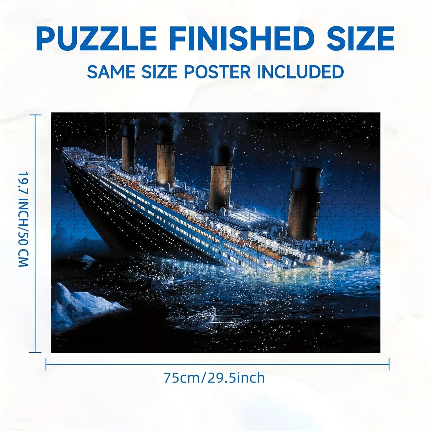Puzzle affondante Titanic da 1000 pezzi: visione notturna immersiva di Iceberg e stelle, resistente ai graffi, facile da trasportare, 19,25 x 26,75 pollici