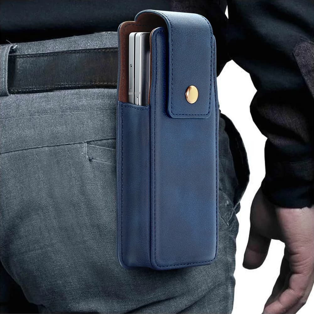 Working bag with magnetic closure PU leather phone belt compatible with Galaxy Z Fold Series Huawei Fold with hanging loop