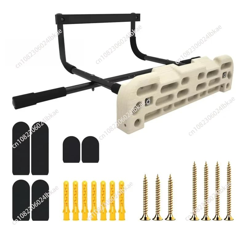 Parete da arrampicata indoor con barra per trazioni, perfetta per le porte. Presenta un'asta superiore in acciaio rinforzato per il fitness