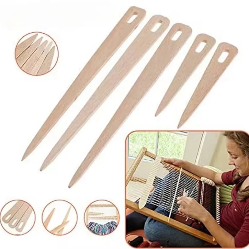 12PCS DIY Wooden Weaving Loom Tools 2Size Tapestry Darning Big Eye Yarn Knitting Needles Needlework Crafts Sewing Needle Tools