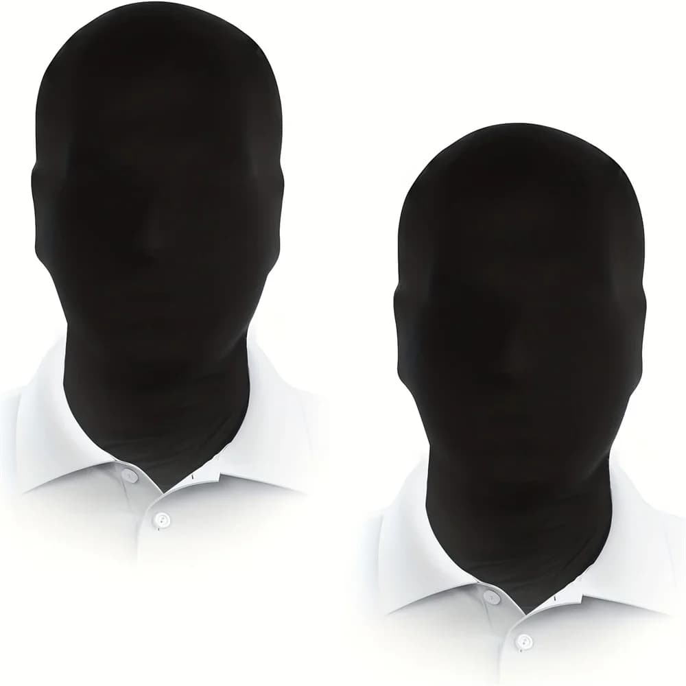 Maschera integrale da 2 pezzi, maschera mascherata senza volto, maschera facciale nera per adulti cappe Fetish senza cuciture Standard Unisex per Cosplay di Halloween