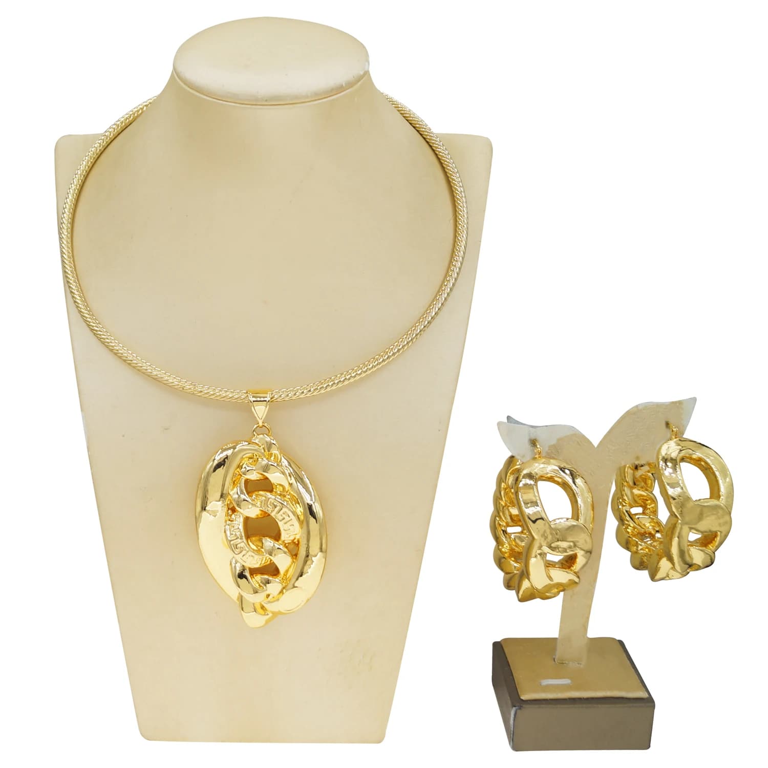 Yulaili Large Size Earring Necklace Pendant Brazilian Italian Jewelry Set for Women Ladies Gift Party Accessories HK125614