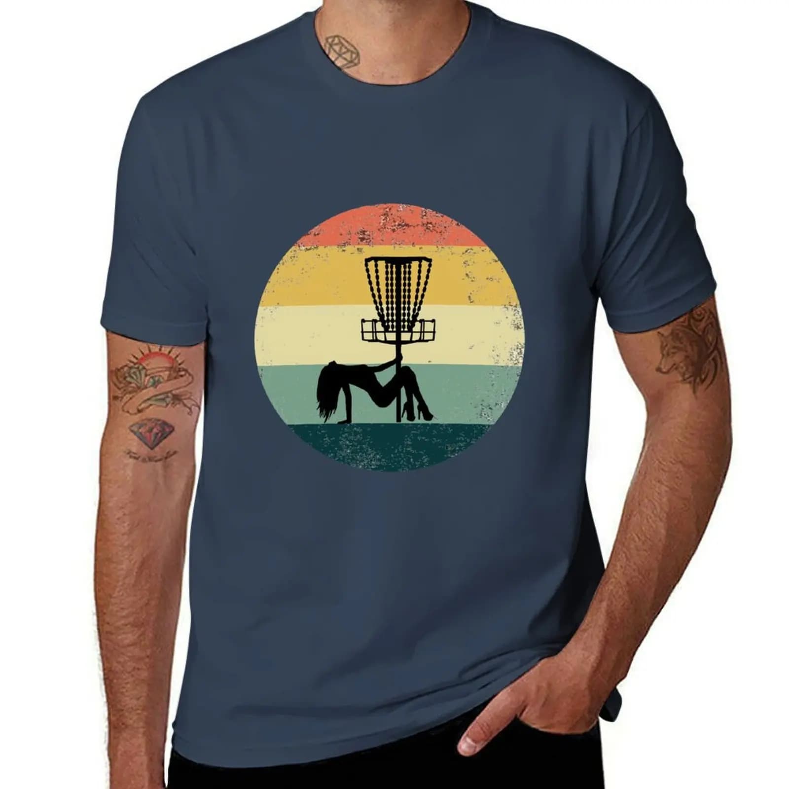 Divertente maglietta con stampa di disc golf e pole dance, per gli amanti del disc golf e degli esibizioni di pole dance, t-shirt basic semplice per la primavera e l'estate