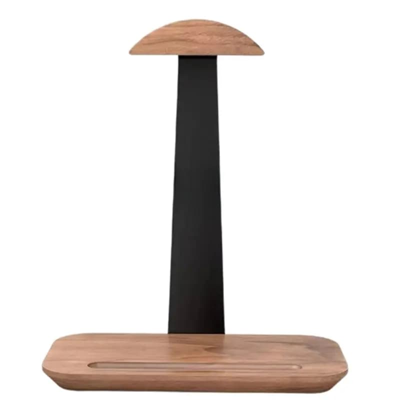 AB34 - Supporto Universale in Legno per Cuffie, Espositore per Auricolari con Porta Penne, Organizzatore da Scrivania