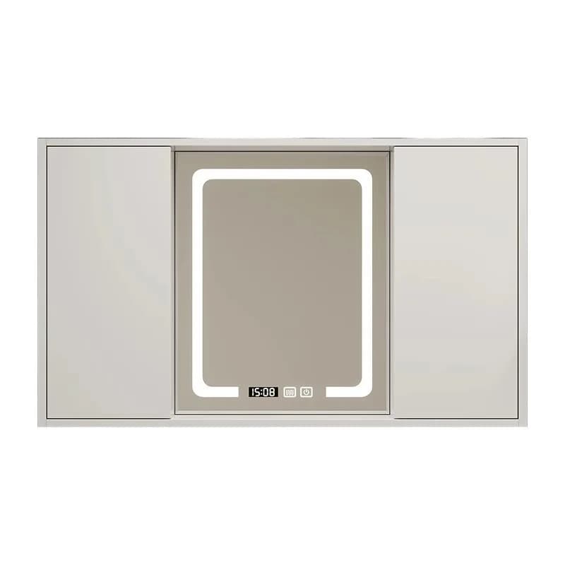 Specchio feng shui a parete separato intelligente pieghevole nascosto in legno massello color crema da bagno con portasciugamani