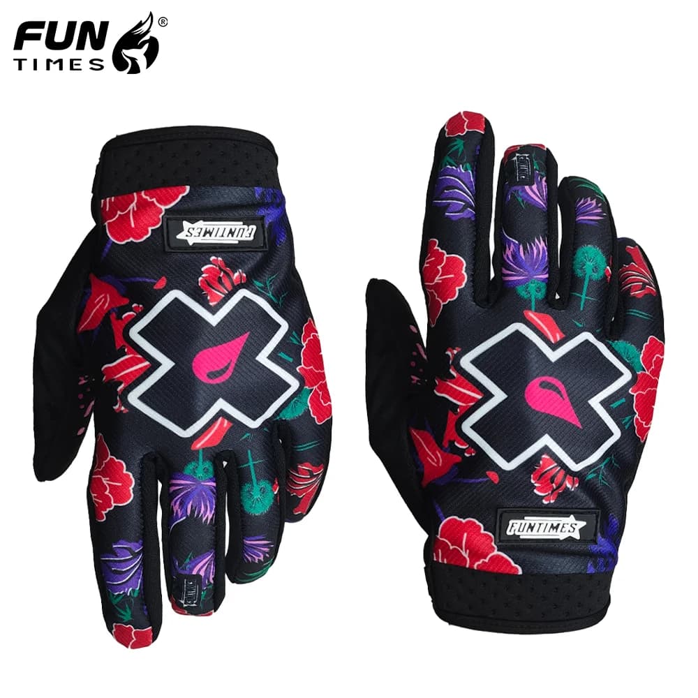 FUNTIMES Colorful Motorcycle Men's Riding Full Finger Gloves with Touchscreen Pattern Design Finger Divided Gloves Guantes MTB