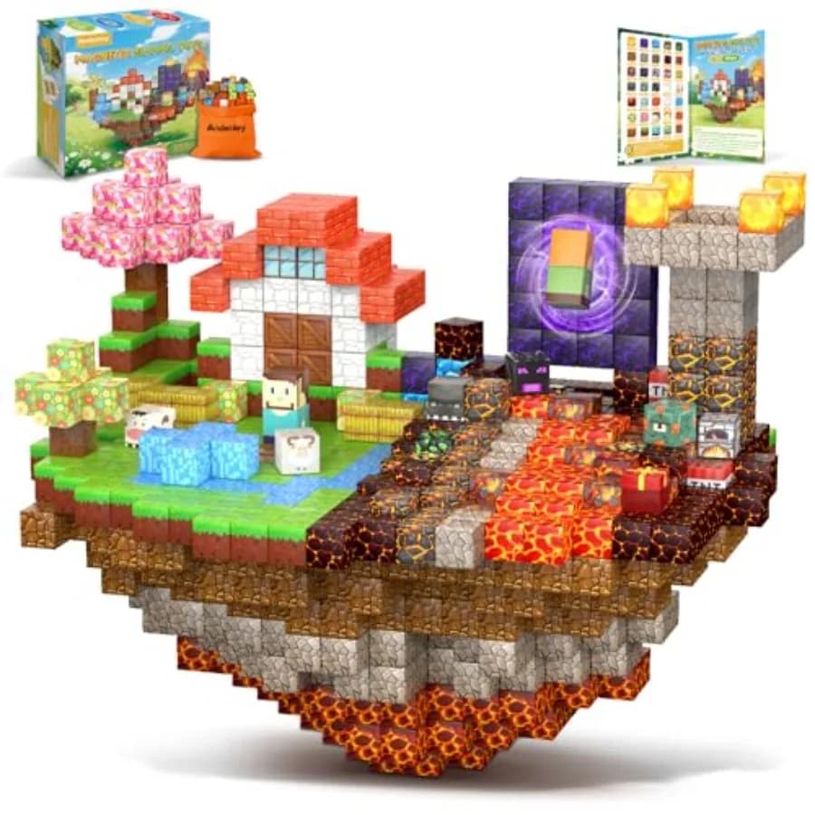 Magnetic Blocks - 200PCS Magnet Building Cube Game Tiles Stacking Construction, STEM Sensory Toys Birthday Gifts for Boys and G