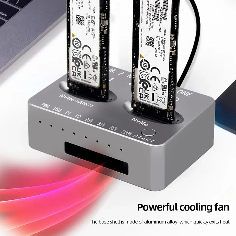 Scatola per disco rigido esterno dual-bay Gen2X 20Gbps Custodia SSD M.2 Chiave M/B M Custodia per disco solido M.2 M.3 NVME PCI-E per SSD M2 Chiave M SSD