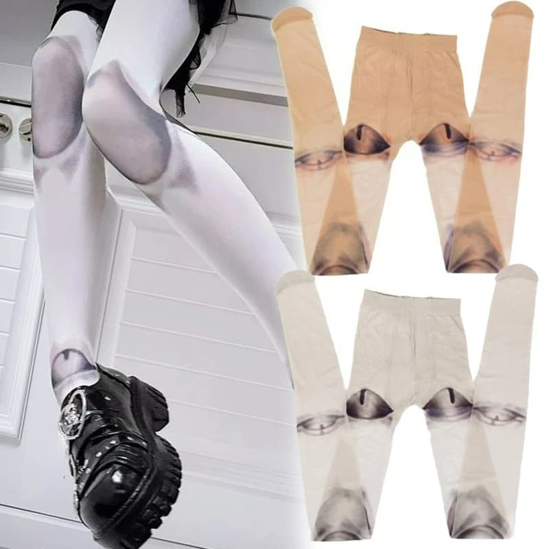 Gothic Novelty Design Harajuku Pantyhose Jointed Doll 3D Printed Pattern Tight Japanese Gothic Tights Anime Lolita Stockings