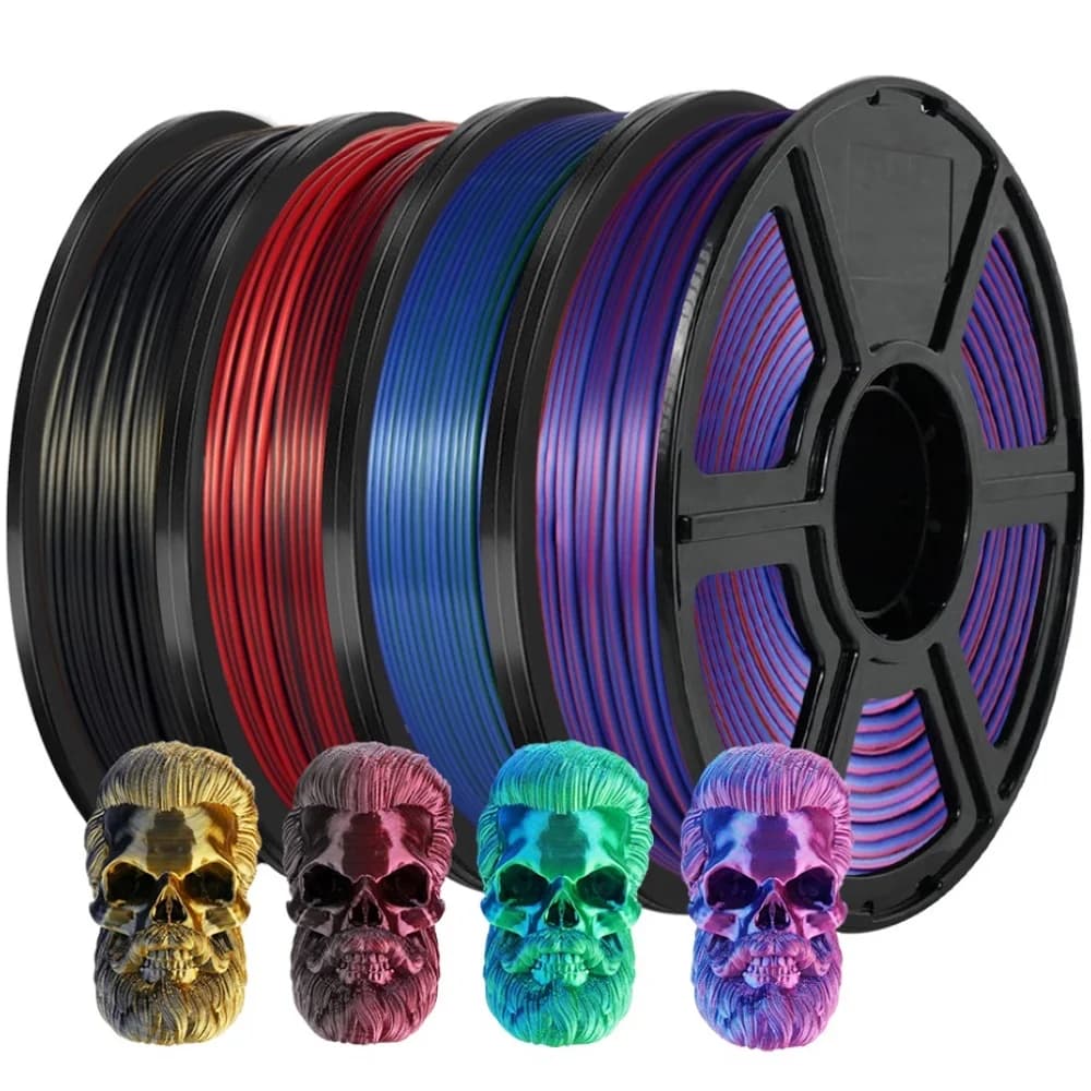 Colorful Silk Filament PLA 1.75mm 1kg/500g/250g for 3D Printer, High Speed Polished Plating Black Red Blue