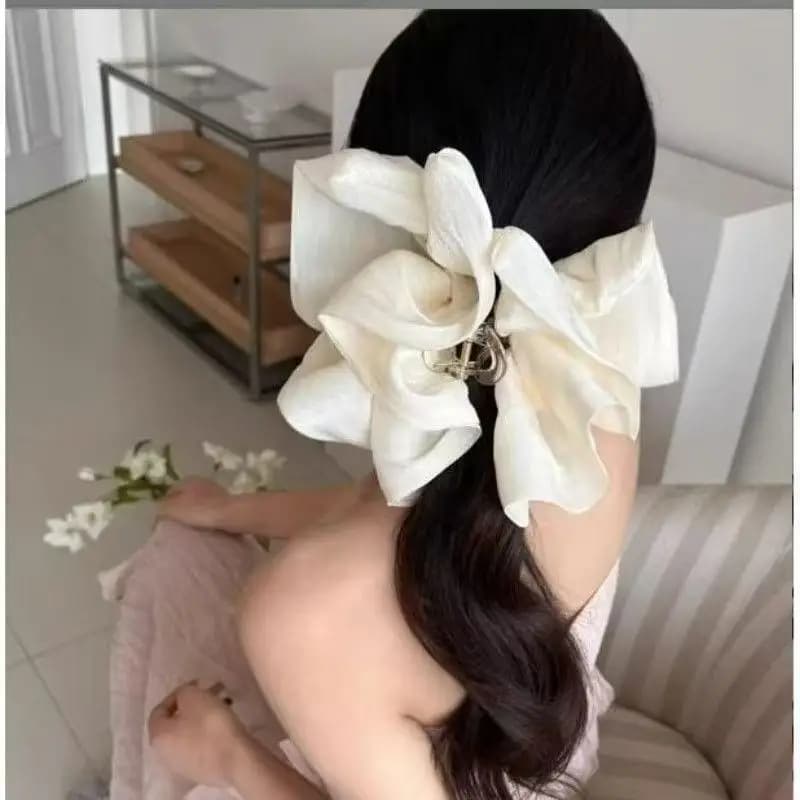 【JYA1】Korean Style Pleated Cloud Crab Claw Hair Clip Mesh Flower Bud Hair Clip Shark Clip Women Accessories