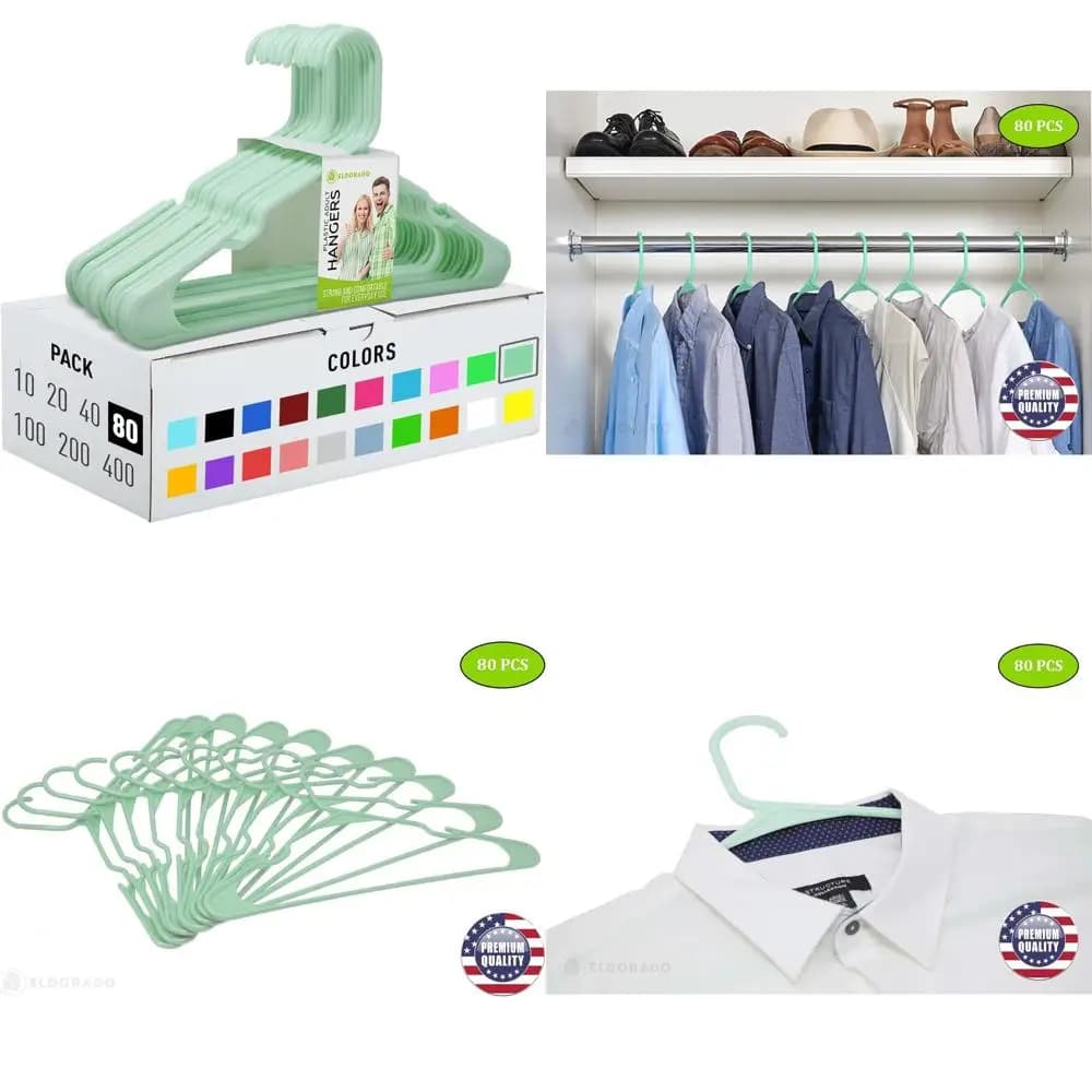 80 Appendiabiti in Plastica Verde Menta per Abbigliamento Adulti: Camicie, Bluse, T-Shirt, Vestiti, Completi