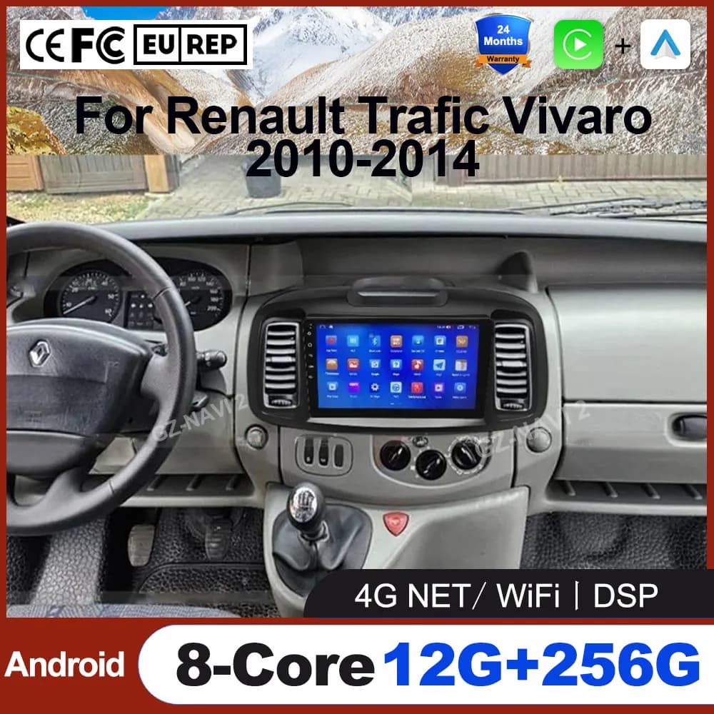 Carplay 4G WIFI Per Renault Trafic Vivaro 2010 - 2014 Lettore Video Android Auto Autoradio Navigazione GPS Multimediale Stereo SWC