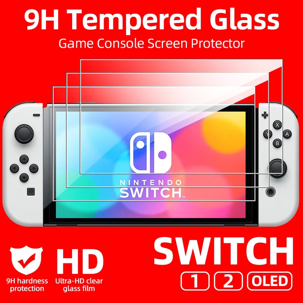Vetro temperato 9H per Nintendo Switch Protezione schermo OLED Switch2 2, Accessori per pellicole protettive in vetro trasparente antigraffio HD