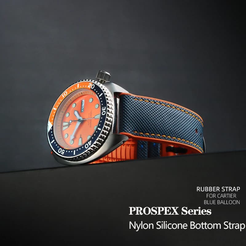 Cinturino per orologio con fondo in silicone e nylon per cinturino per orologio sportivo all'aria aperta impermeabile in gomma di tela serie Seiko PROSPEX 20mm 21mm 22mm