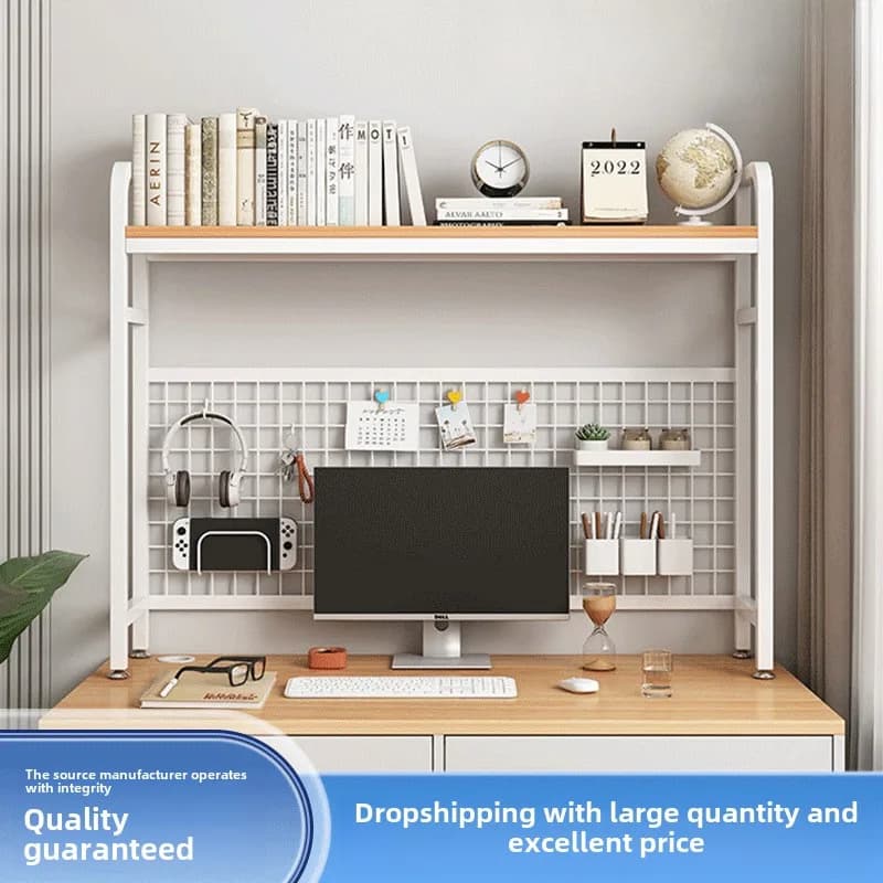 Desktop con griglia Scaffale Scaffale portaoggetti Scrivania per computer dormitorio per studenti Bordo foro Mensola da tavolo multistrato in ferro battuto