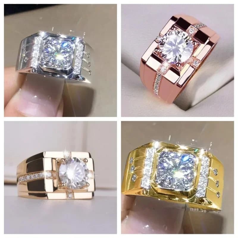 Men's and Women's Rings Inlaid with Artificial Zircon Are Trendy Versatile Fashionable High-end and Luxurious in Design Jewelry