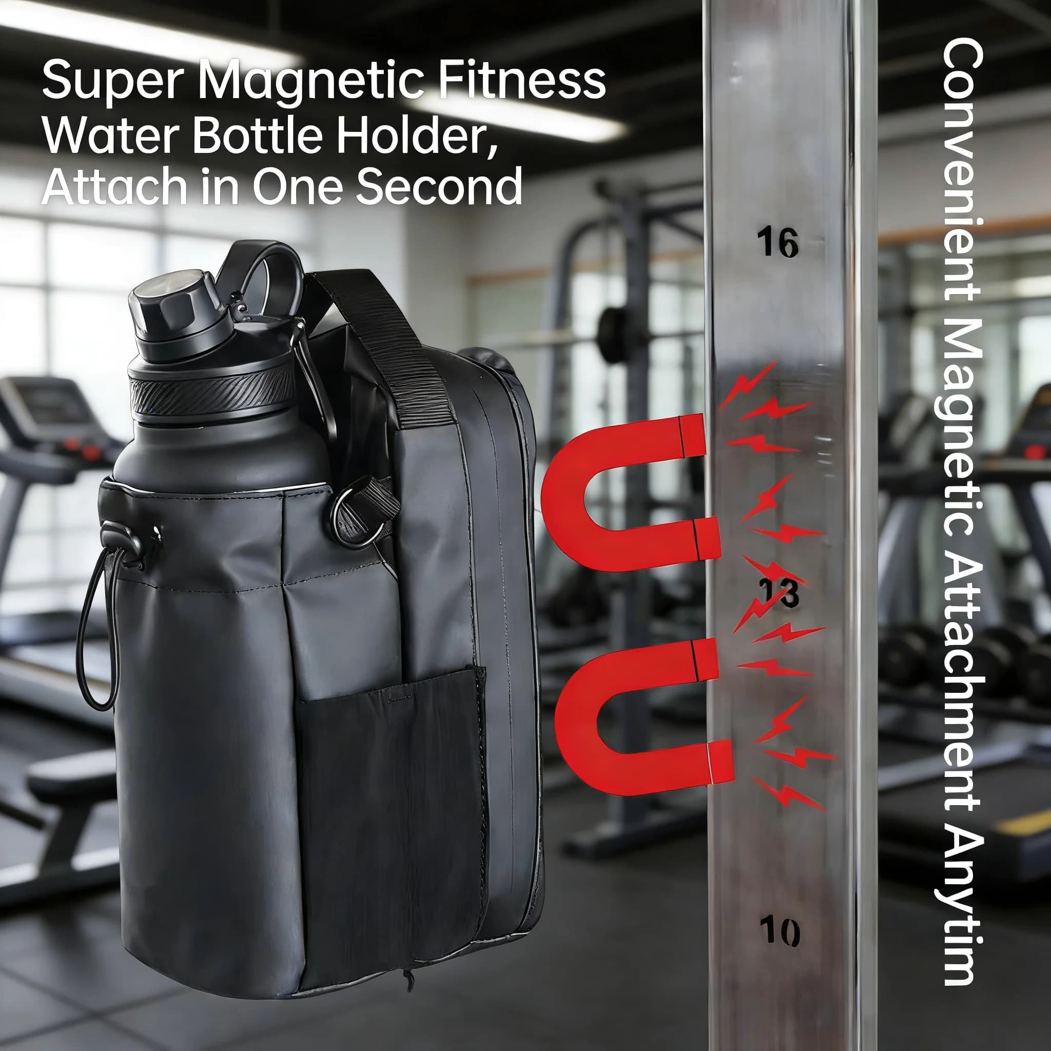 Porta Borraccia Magnetico per Palestra, Adesione Rapida, Custodia Antiscivolo per Attrezzatura Fitness, Accessorio per Zaino da Allenamento
