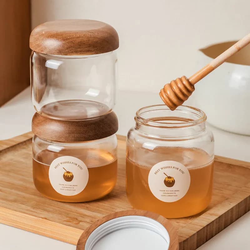 Food Grade Glass Storage Jar, Airtight Container for Honey, Coffee Beans, Jam, Dry Goods, Household Sealed Canister