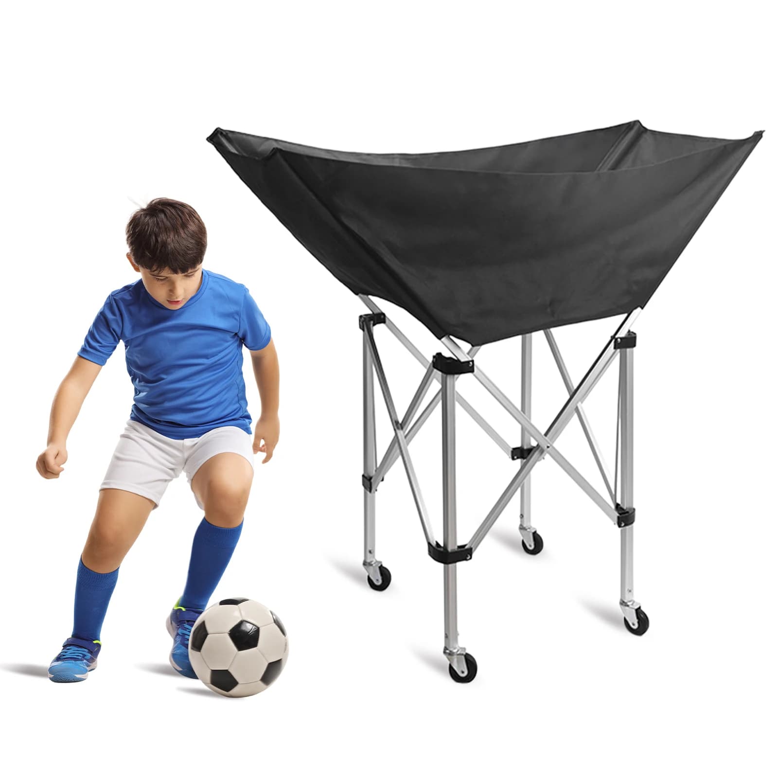 Carrello pieghevole per palline amaca con ruote Carrello da pallavolo Attrezzatura da allenamento per pallavolo Porta palline per pallavolo Basket