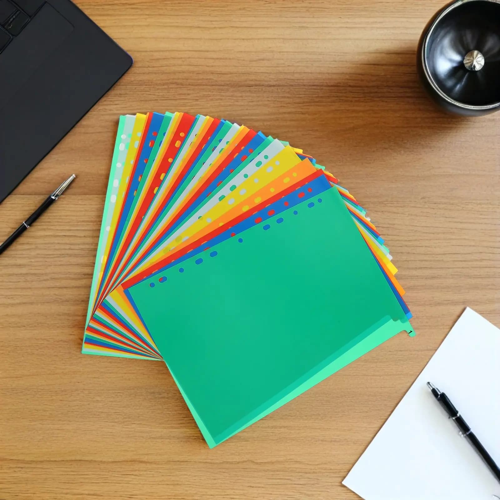 62 Pezzi Separatori Colorati in Plastica per Raccoglitori, Linguette Indice a Fogli Mobili per Organizzazione Documenti, Quaderni e Agende per Ufficio e Scuola