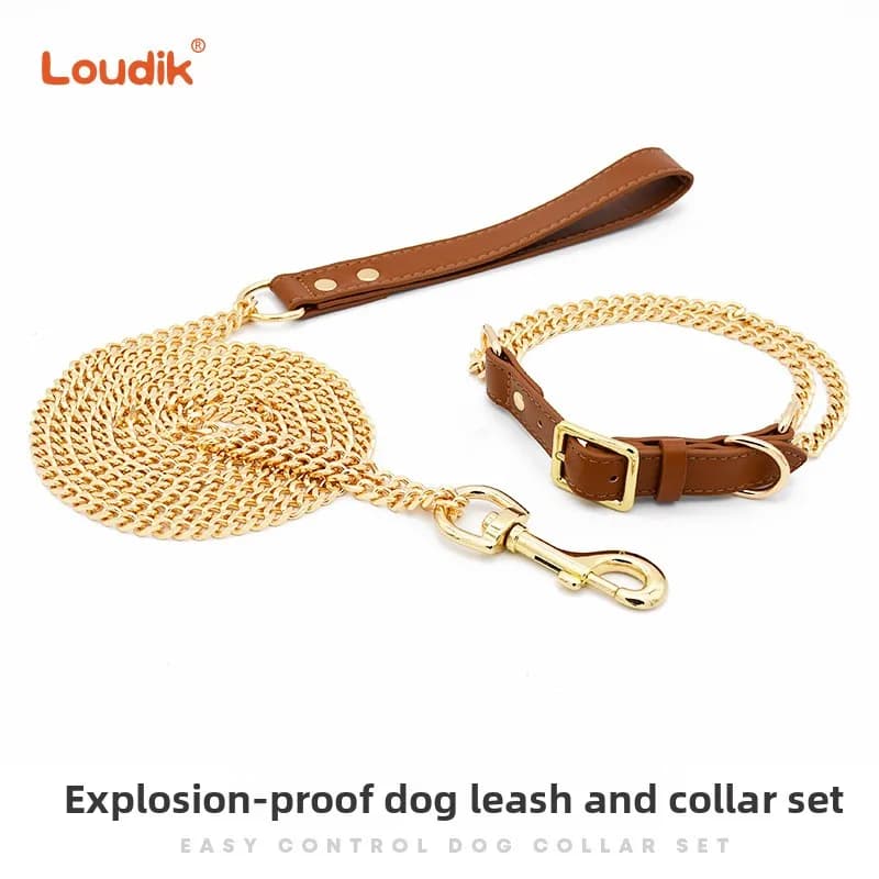 Collare con guinzaglio per cani di grossa taglia, guinzaglio anti-trazione, catena per cani resistente, articoli per animali domestici