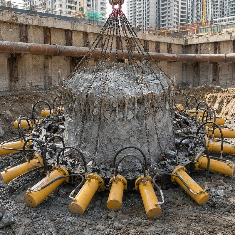 Macchina Idraulica a Lunga Durata per Taglio Teste di Pali in Calcestruzzo, Frantumatore di Pali per Fondamenta di Fabbriche e Costruzioni, Personalizzabile