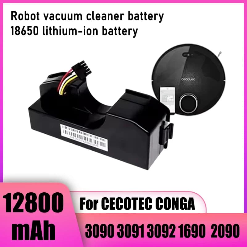 14.4V lithium-ion battery 12800mAh, for CECOTEC CONGA 3090 3091 3092 1690 1890 2090 robot vacuum cleaner battery replacement