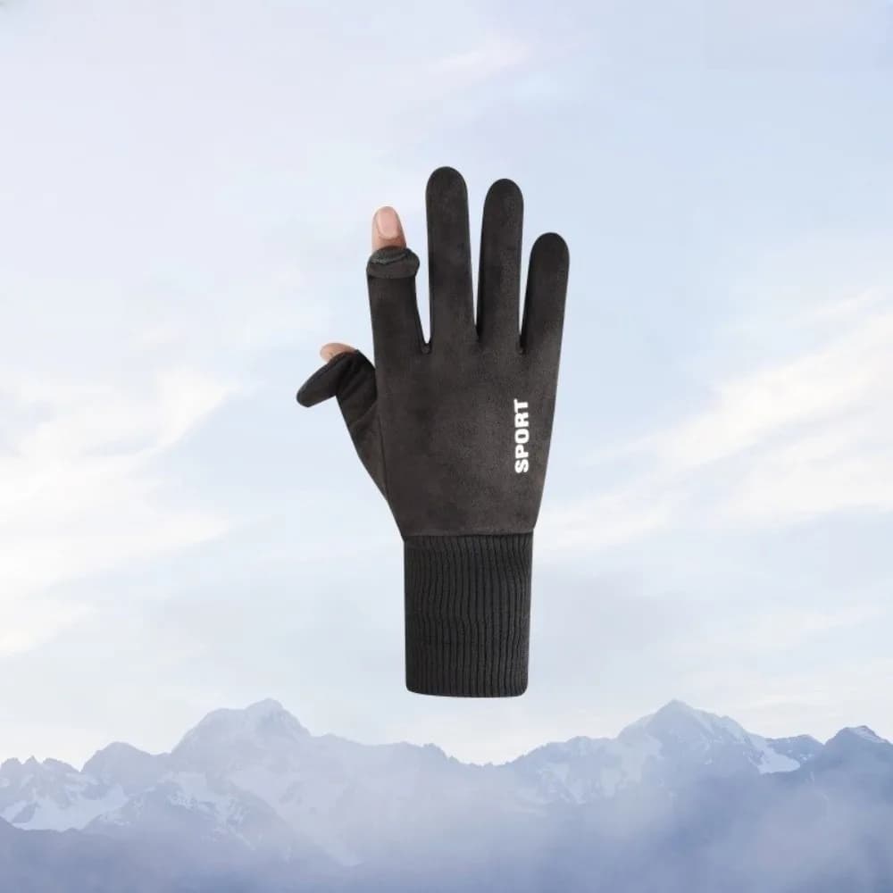 Sports Touchscreen Faux Suede Gloves Solid Color Warm Men Flip-Tops Gloves Windproof Thickened Full Fingers Mittens Driving
