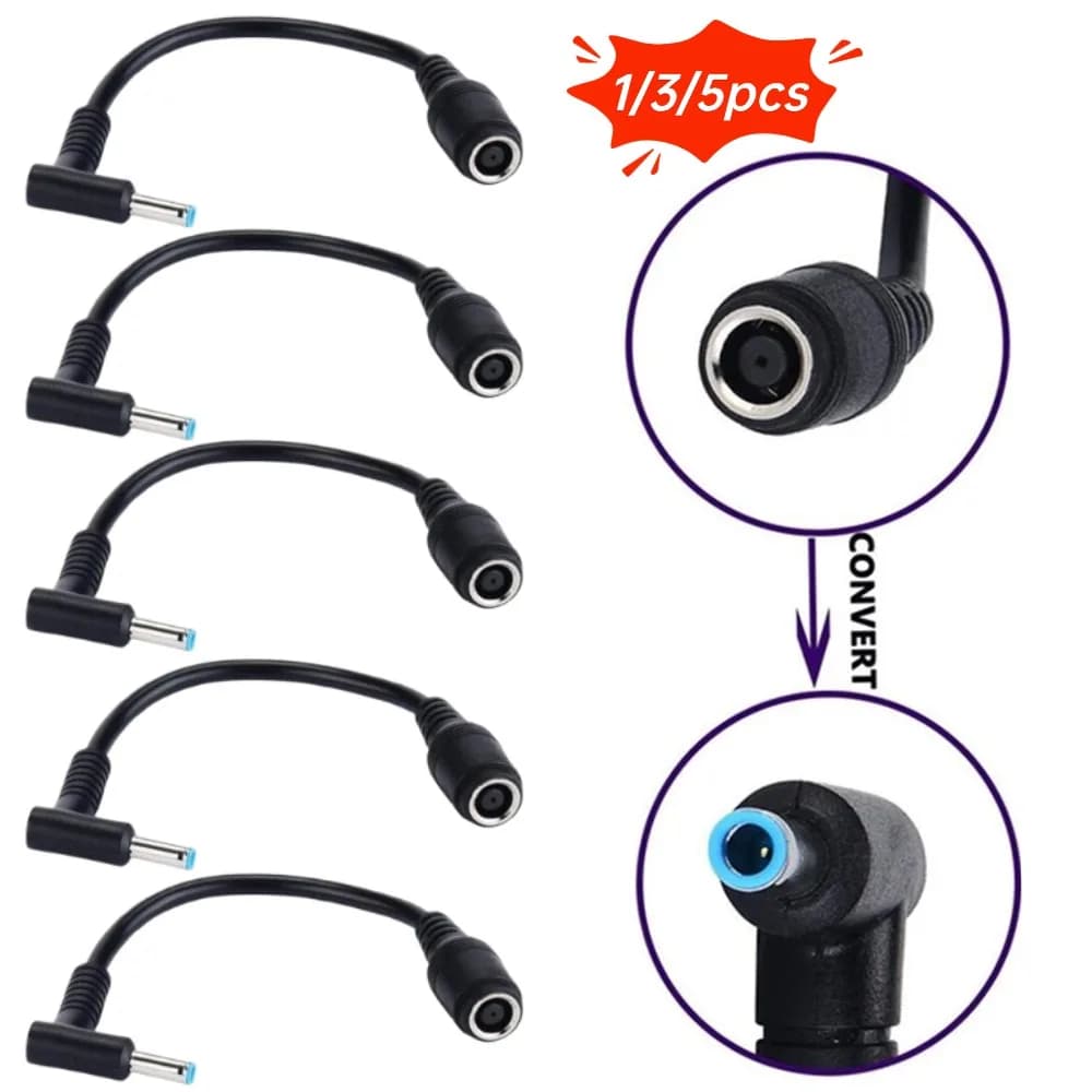 1/3/5 pezzi Adattatore convertitore connettore da 7,4 mm a 4,5 mm per caricabatterie HP Dell, connettore di ricambio per cavo di alimentazione con punte blu