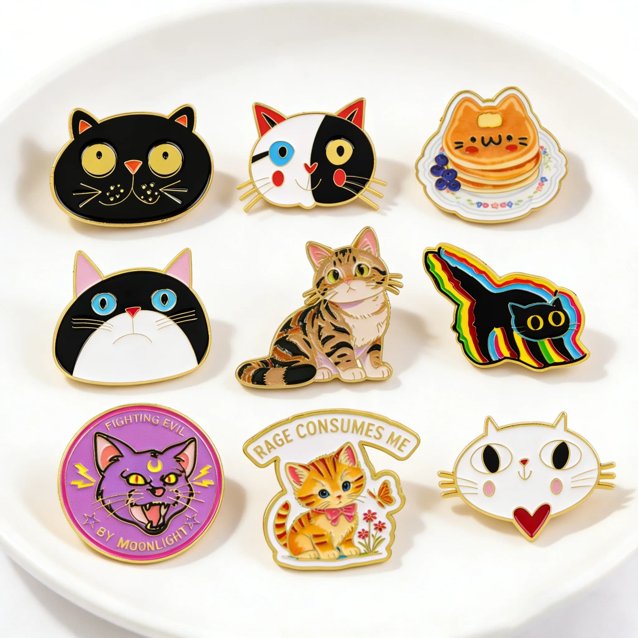 Spilla smaltata a forma di gatto carino, distintivi animali Kawaii per zaino, spille colorate per cappello e risvolto, accessori cosplay, giocattoli e regali