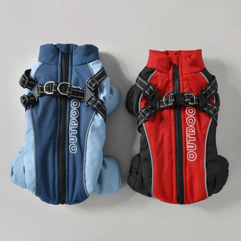 Imbracatura Abbigliamento per cani generale Cucciolo di piccola taglia Animale medio Giacca a vento per animali domestici Tuta da neve Imbottitura in pile invernale Barboncino York Snowsuit
