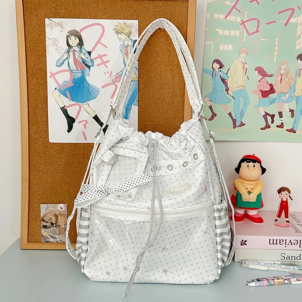 Zaino a pois leggero e convertibile in borsa a tracolla, in nylon, carino per la scuola, il pendolarismo e le uscite all'aperto