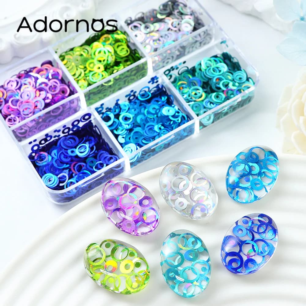 Glitter a bolle olografiche per riempimento in resina epossidica Cerchio cavo Paillettes in resina Pigmento Anello Fiocchi Stampi in resina Riempitore Artigianato fai-da-te