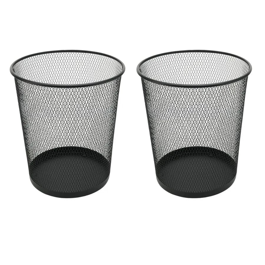Cestino per la spazzatura Home Mesh per spazio di lavoro domestico e in ufficio, pattumiera per ufficio in metallo a forma rotonda, confezione da 2, 4,75 galloni, nero 2484