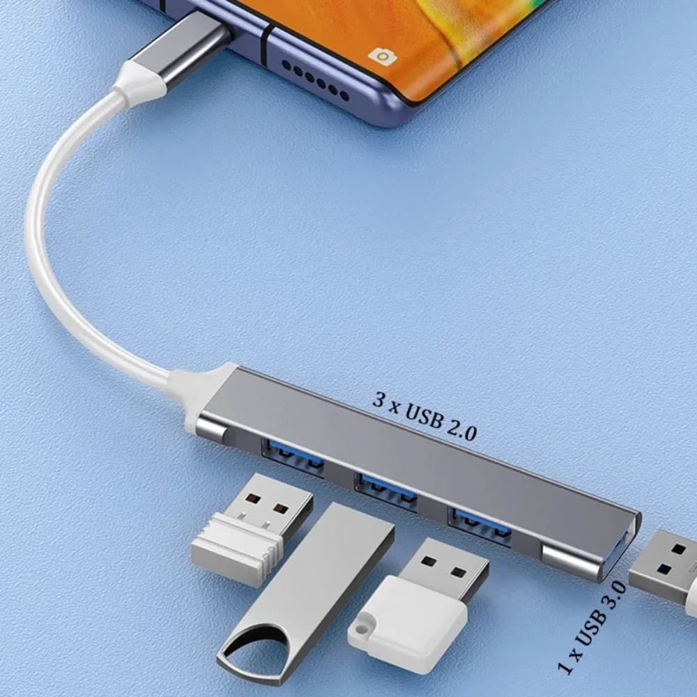 Hub USB 3.0, Dock USB Type-C a 4 Porte, Adattatore Multi-Splitter OTG Type-C per Xiaomi Huawei Macbook Pro USB 3.0 2.0