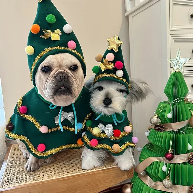 Pet Clothes Christmas Tree Cape Shawl Transformed Into Holiday Gifts Para Puppy Clothes