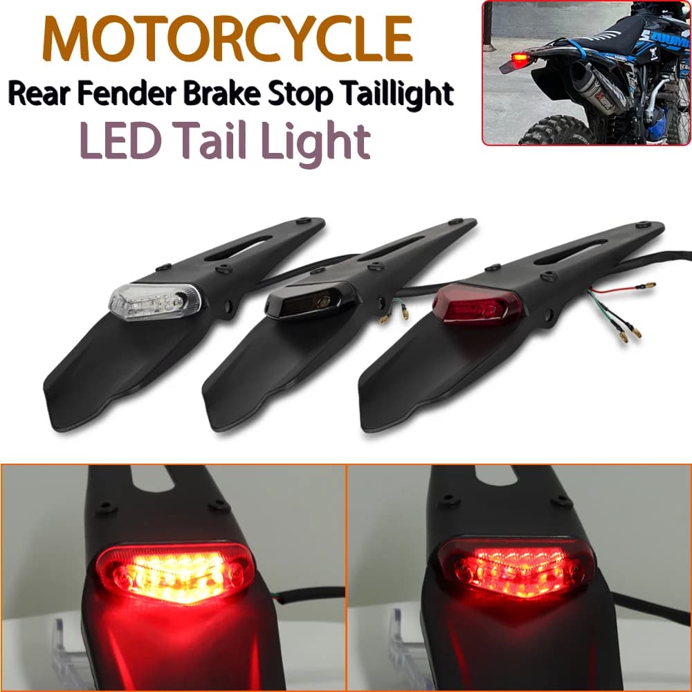 Fanale posteriore per moto per bici fuoristrada Enduro per Kawasaki Honda lampada freno Moto Parafango posteriore Staffa targa