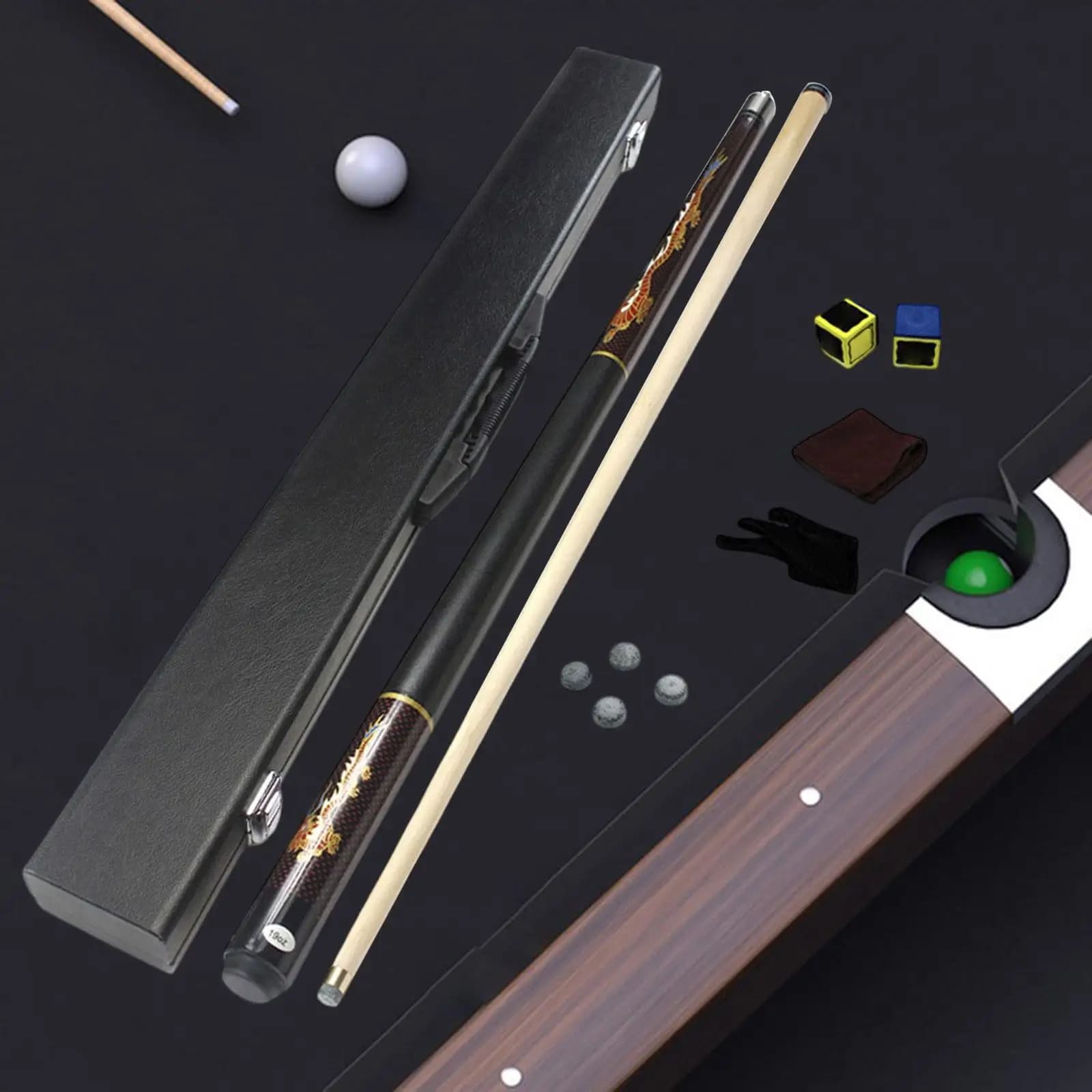 Set di stecche da biliardo da 57 pollici, due sezioni, stecche da biliardo americane professionali, stecche da biliardo cinese Black Eight Ball, stecche da snooker