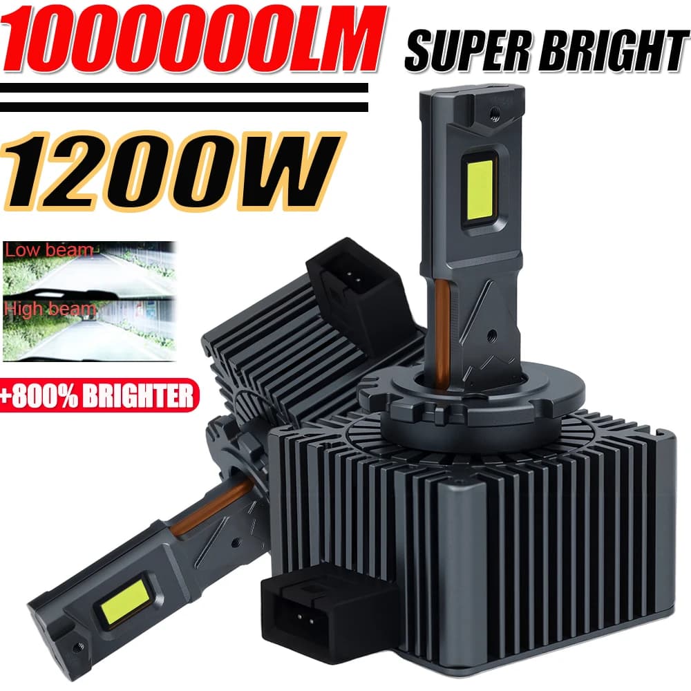 Lampadine LED D1S D3S D2S D4S Super Luminose per Fari Auto, CANBUS, Alta Potenza, Fari Auto con Ventola Turbo, Lampade Fendinebbia Plug&Play 12V
