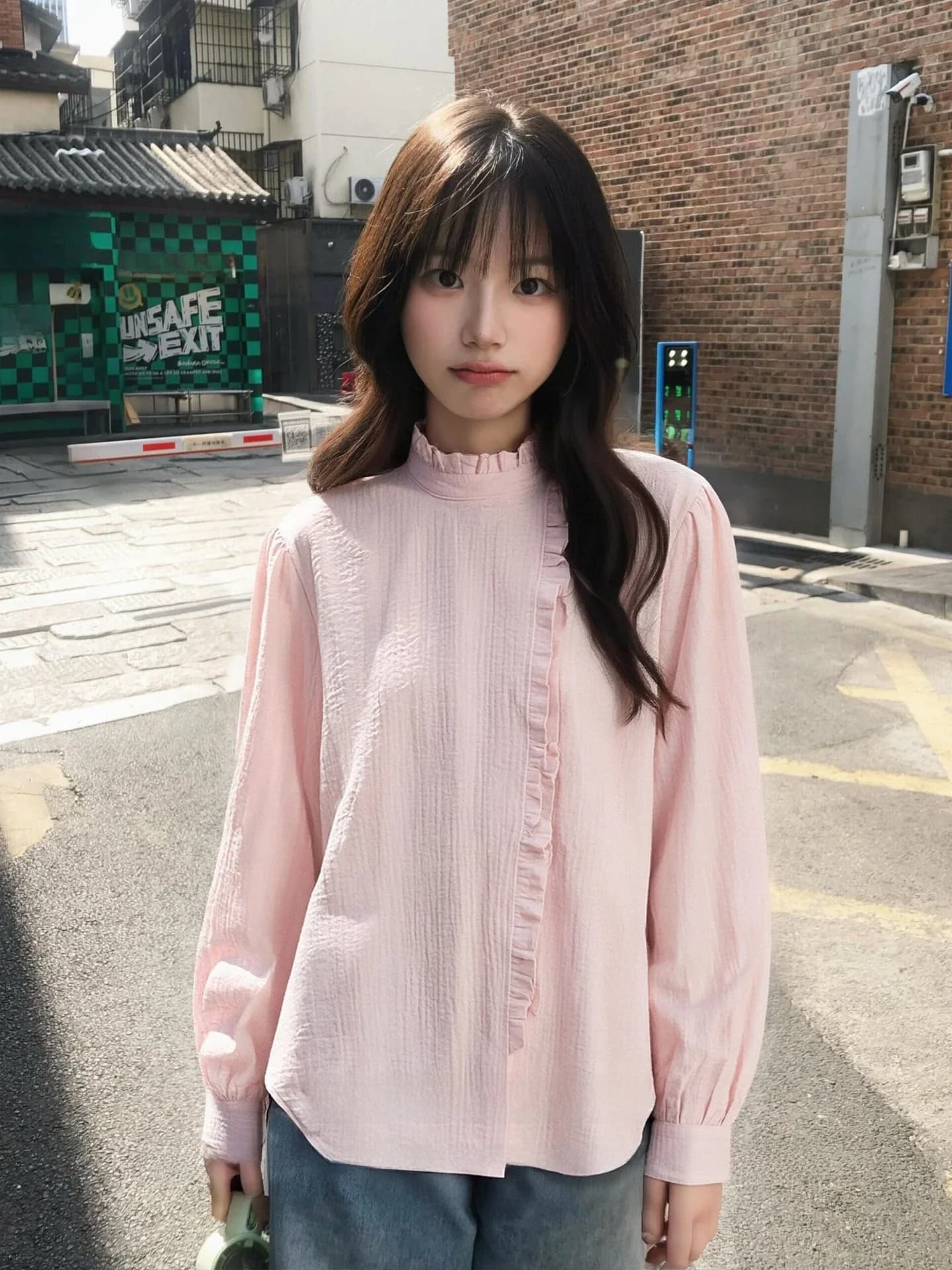 Camicia Giacca Rosa con Maniche a Bolla da Donna, Top Dolce a Maniche Lunghe Morbido e Snellente per la Primavera, Stile College Casual alla Moda