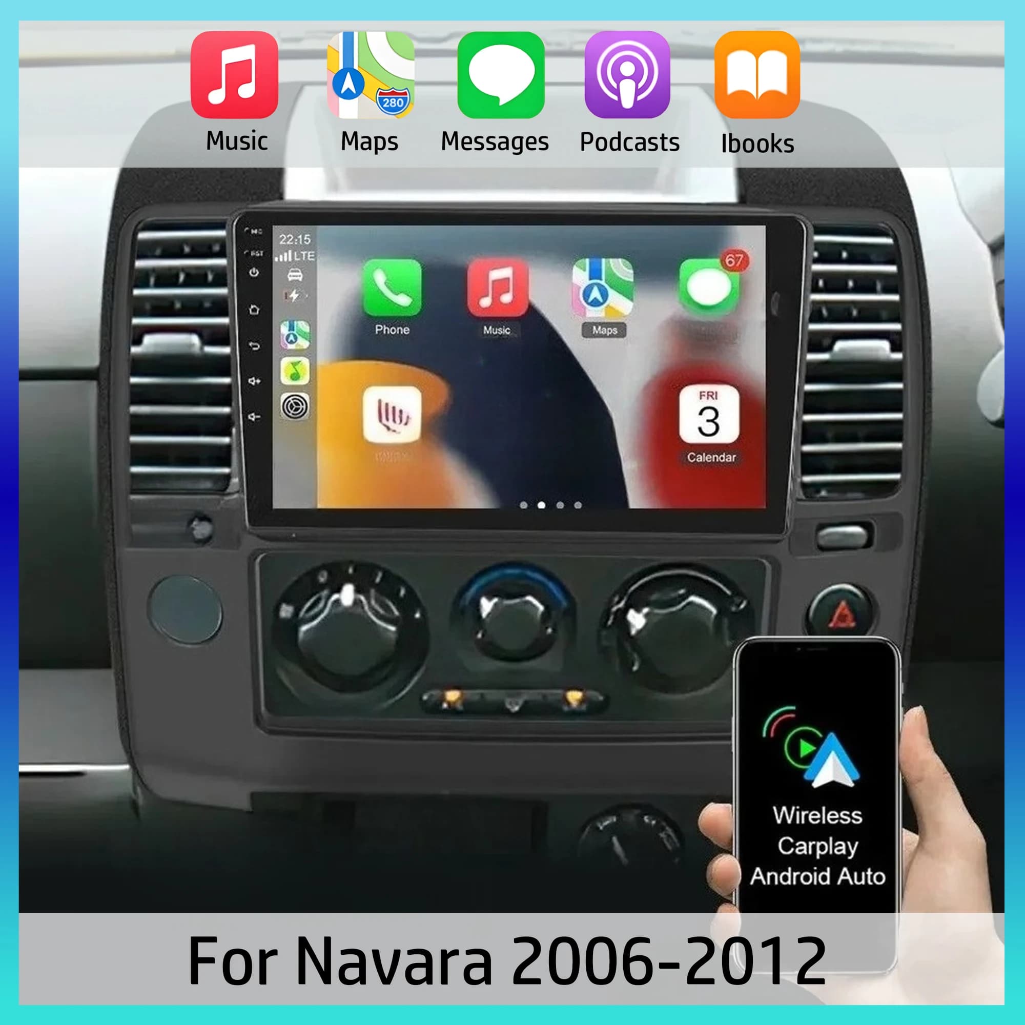 Autoradio Android 15 da 9 Pollici Compatibile con Carplay per NISSAN NAVARA 2006-2012 GPS NAVI DSP 2+32G Multimedia