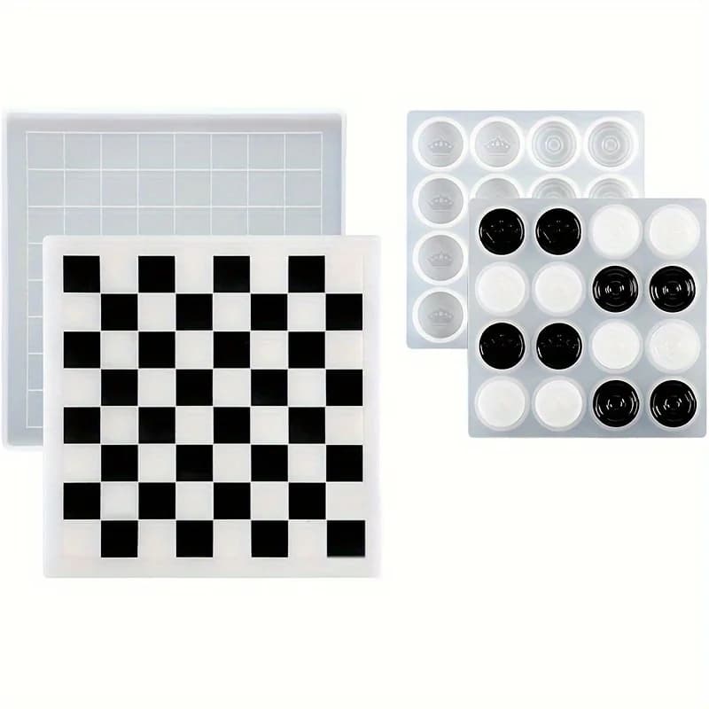 2Board game jumping piece set mold，Chess and16Patterned Chess Pieces，Suitable diy Enthusiasts