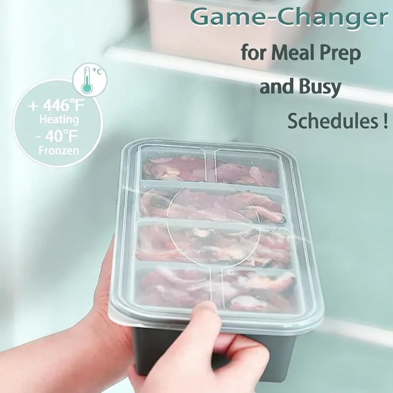 Stampi in Silicone per Congelatore, Vassoio per Cubetti di Ghiaccio con Coperchio per Cubetti di Zuppa e Contenitori per Preparazione Pasti - Adatti al Forno e alla Lavastoviglie