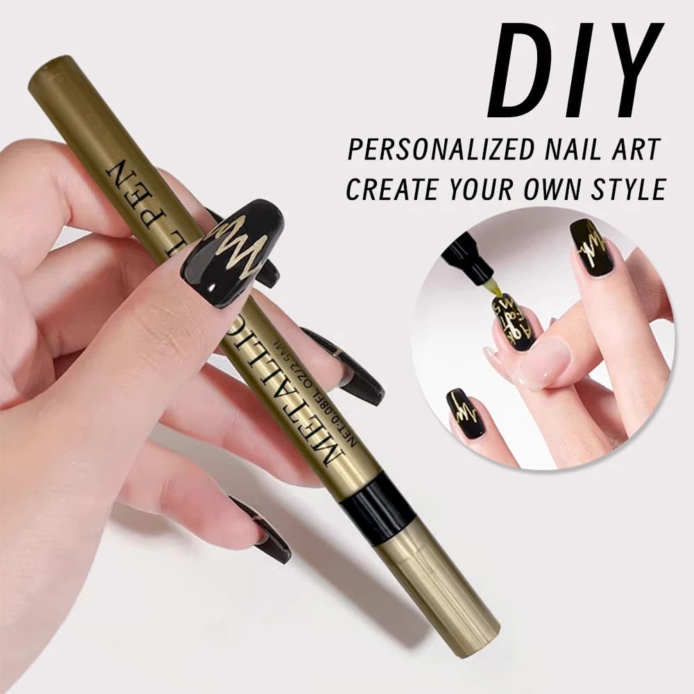 1 pz Nail Art Graffiti Pittura Liner Pen Oro Argento Nero Bianco Liner ad asciugatura rapida Penna per unghie in gel Pennarello acrilico impermeabile