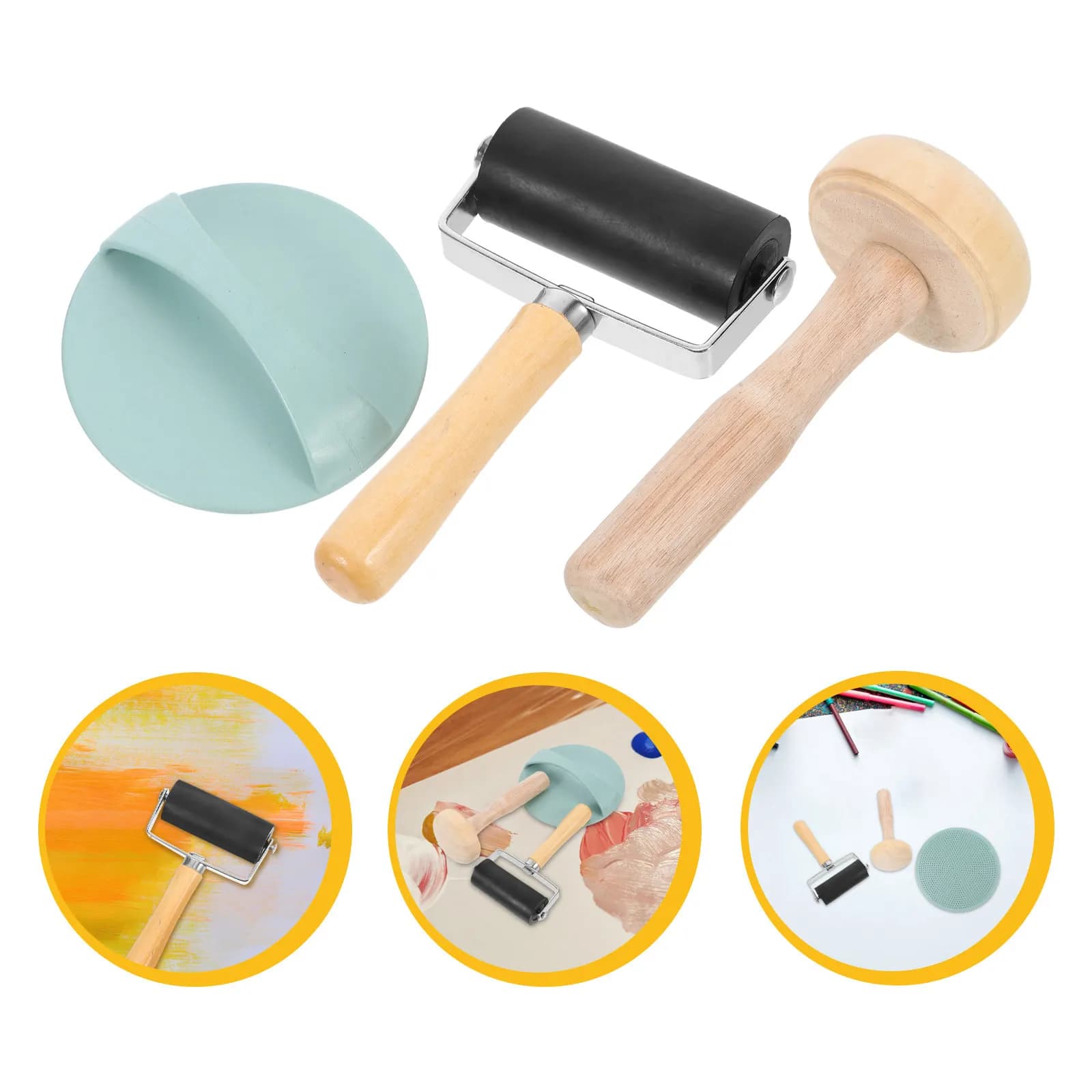 Set of Tools for Artistic Printing, Ergonomic Precision Needle Roller for Block Printing, Ink Roller for Art and Crafts